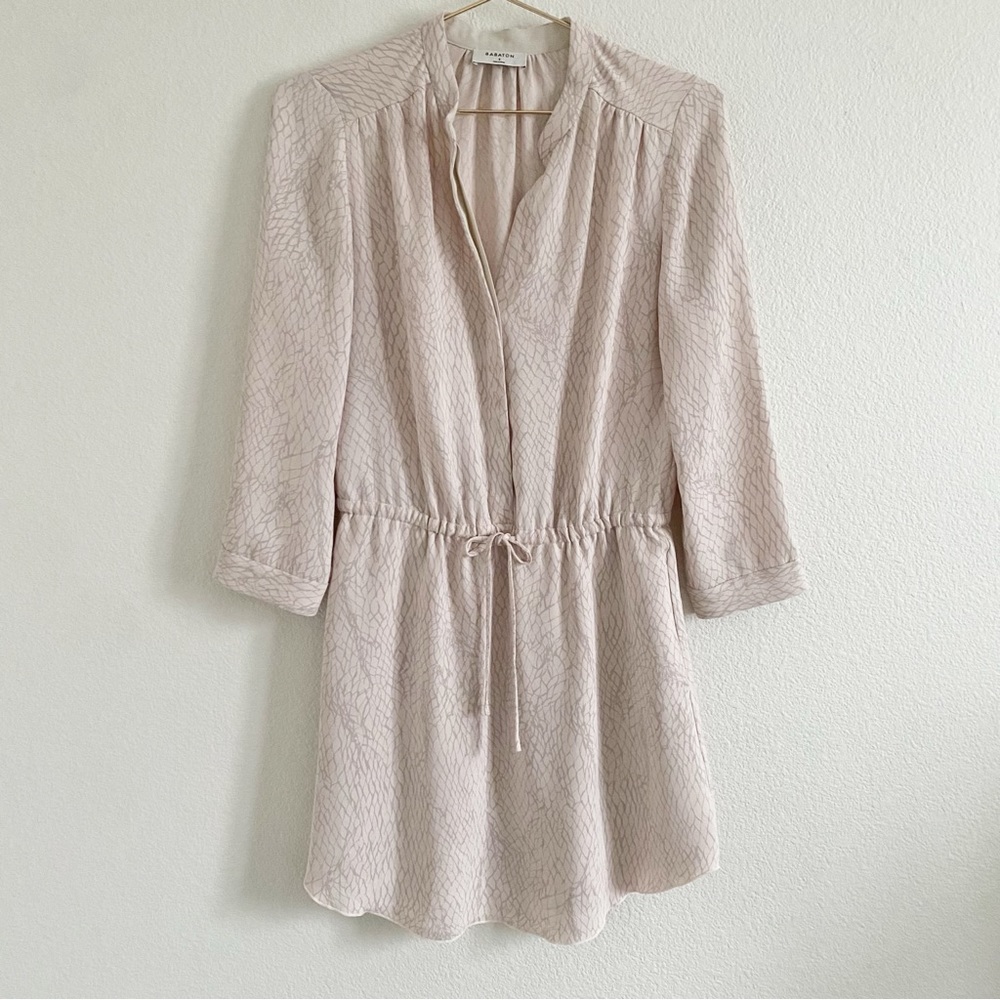 Babaton Bennett Button Front Mini Dress Snakeskin Blush Pink S